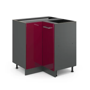 Eckunterschrank R-Line Rot Hochglanz 75.6 cm ohne Arbeitsplatte Vicco