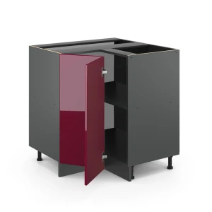 Eckunterschrank R-Line Rot Hochglanz 75.6 cm ohne Arbeitsplatte livinity®