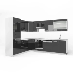 Hjørnekøkken Fame-Line Antracit højglans 287 x 46 cm uden bordplade Vicco