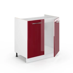 Spülenunterschrank Fame-Line Bordeaux Hochglanz 80 cm ohne Arbeitsplatte livinity®