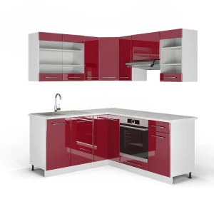 Hjørnekøkken Fame-Line Bordeaux højglans/hvid 190 x 46 cm uden bordplade Vicco