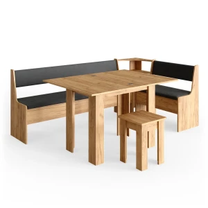 Hjørnebænksgruppe Roman Gold power oak 210 x 120 cm med bord Vicco