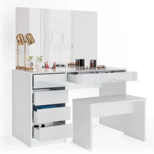Makeupbord Sherry Hvid 120 cm med bænk Vicco