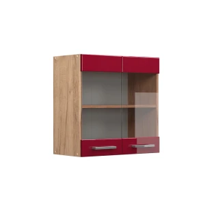 Armário de vidro de cozinha R-Line Vermelho alto brilho 60 cm Vicco