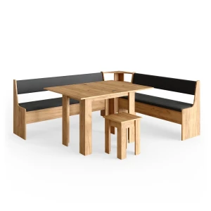 Hjørnebænksgruppe Roman Gold power oak 210 x 180 cm med bord Vicco
