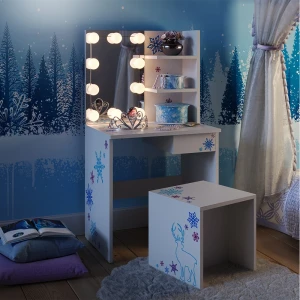 Kinder-Schminktisch Schneeflocke Weiß 54.8 cm mit LED Beleuchtung livinity®
