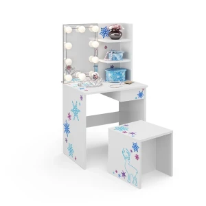 Børnesminkbord Schneeflocke Hvid 54.8 cm med LED-belysning Vicco