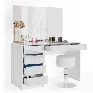Schminktisch-Set Sherry Weiß 120 cm mit Hocker Vicco