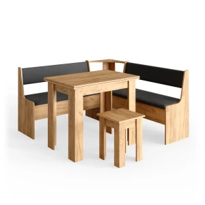 Hjørnebænksgruppe Roman Gold power oak 150 x 150 cm med bord Vicco