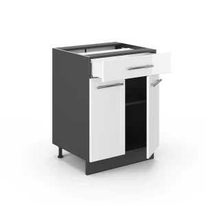 Küchenunterschrank Fame-Line Weiß Hochglanz 60 cm mit Schublade, ohne Arbeitsplatte livinity®