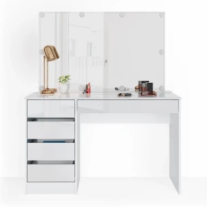 Makeupbord Sherry Hvid 120 cm med LED-belysning Vicco