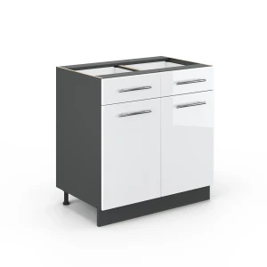 Mobiletto base per cucina Fame-Line Bianco lucido 80 cm senza piano di lavoro Vicco