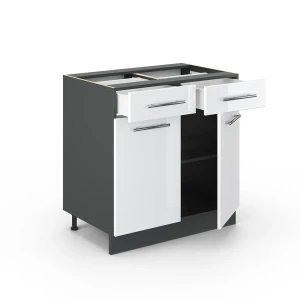 Küchenunterschrank Fame-Line Weiß Hochglanz 80 cm ohne Arbeitsplatte livinity®