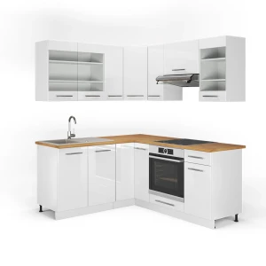Hjørnekøkken Fame-Line Hvid/hvid højglans 190 x 46 cm uden bordplade Vicco