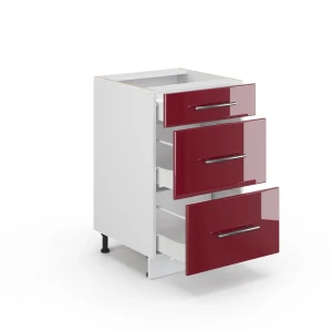 Küchenunterschrank Fame-Line Bordeaux Hochglanz 50 cm ohne Arbeitsplatte livinity®