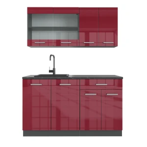 Singlekøkken R-Line Højglans rød/antracit 140 cm , BP Antracit Vicco