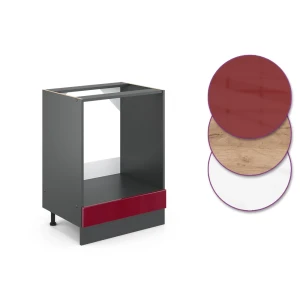 Herdumbauschrank R-Line Rot Hochglanz 60 cm ohne Arbeitsplatte livinity®