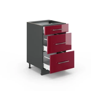 Küchenunterschrank Fame-Line Bordeaux Hochglanz 50 cm ohne Arbeitsplatte livinity®
