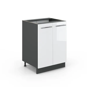 Küchenunterschrank Fame-Line Weiß Hochglanz 60 cm ohne Arbeitsplatte Vicco