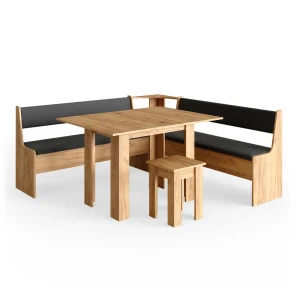 Hjørnebænksgruppe Roman Gold power oak 180 x 180 cm med bord Vicco