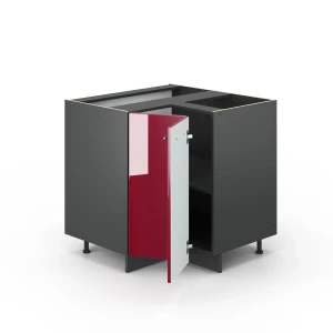 Eckunterschrank Fame-Line Bordeaux Hochglanz 80.5 cm ohne Arbeitsplatte livinity®