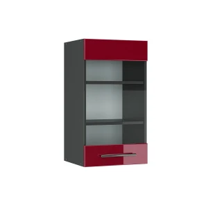 Køkkenskab med glas Fame-Line Bordeaux rød højglans 40 cm Vicco
