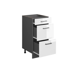 Küchenunterschrank R-Line Weiß Hochglanz 40 cm mit Schubladen, ohne Arbeitsplatte livinity®