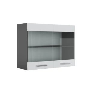 Armário de vidro de cozinha R-Line Branco alto brilho 80 cm Vicco