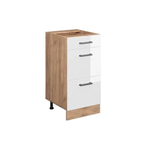 Meuble cuisine R-Line Blanc Haute brillance 40cm avec tiroirs, sans PT Vicco