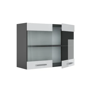 Küchenglasschrank R-Line Weiß Hochglanz 80 cm livinity®