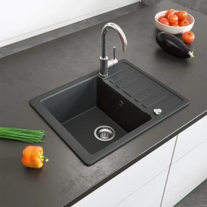 Spülbecken  Schwarz 57.5 x 46 cm mit Trockenplatz Bergström