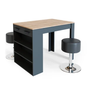 Spisebordssæt  Repose Antracit/gylden eg 67 x 100 cm med 2 taburetter Vicco