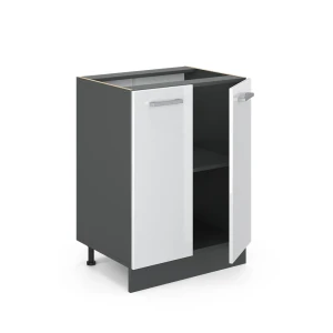 Küchenunterschrank R-Line Weiß Hochglanz 60 cm ohne Arbeitsplatte livinity®