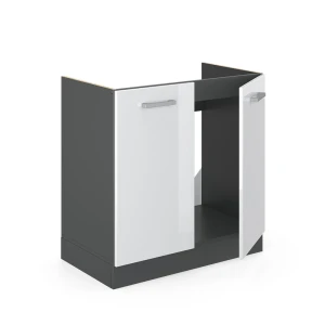 Spülenunterschrank R-Line Weiß Hochglanz 80 cm ohne Arbeitsplatte livinity®