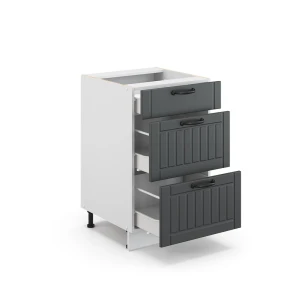 Küchenunterschrank Fame-Line Anthrazit Landhaus 50 cm ohne Arbeitsplatte livinity®