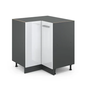 Eckunterschrank R-Line Weiß Hochglanz 75.6 cm ohne Arbeitsplatte Vicco