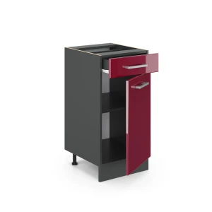 Küchenunterschrank R-Line Rot Hochglanz 40 cm ohne Arbeitsplatte livinity®