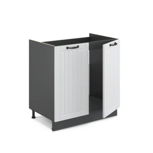 Spülenunterschrank Fame-Line Weiß Landhaus 80 cm ohne Arbeitsplatte livinity®
