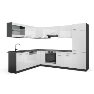 Hjørnekøkken R-Line Hvid højglans/antracit 287 x 46 cm uden bordplade Vicco