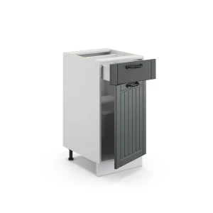 Küchenunterschrank Fame-Line Anthrazit Landhaus 40 cm ohne Arbeitsplatte livinity®