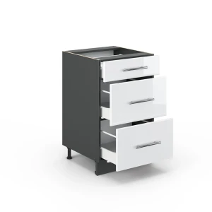 Küchenunterschrank Fame-Line Weiß Hochglanz 50 cm ohne Arbeitsplatte livinity®