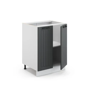 Küchenunterschrank Fame-Line Anthrazit Landhaus 60 cm ohne Arbeitsplatte livinity®