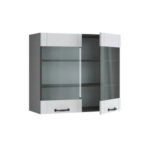 Küchenglasschrank Fame-Line Weiß Landhaus 80 cm livinity®