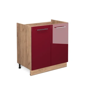 Armário baixo para pia Fame-Line Bordeaux alto brilho 80 cm sem bancada Vicco