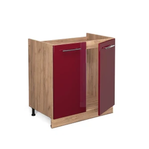 Spülenunterschrank Fame-Line Bordeaux Hochglanz 80 cm ohne Arbeitsplatte livinity®
