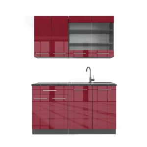 Singlekøkken Fame-Line Bordeaux højglans/antracit 140 cm , BP Antracit Vicco