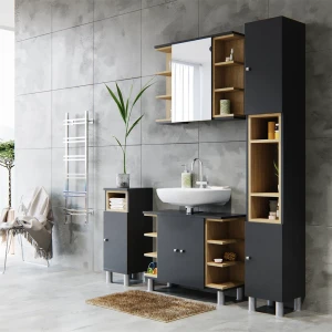 Badmöbel-Set Aquis Anthrazit 2 Teile livinity®