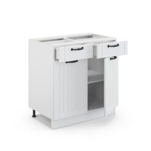 Küchenunterschrank Fame-Line Weiß Landhaus 80 cm ohne Arbeitsplatte livinity®