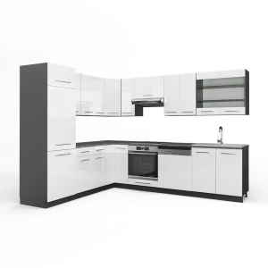 Hjørnekøkken Fame-Line Hvid højglans/antracit 287 x 46 cm uden bordplade Vicco