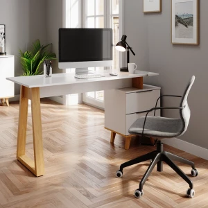 Schreibtisch Nautica Weiß 138 x 60 cm mit Schubladen L livinity®